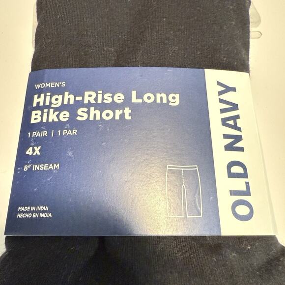 Old Navy Bike Shorts 4X High-Rise Long Black 8” Inseam Cotton Stretch NWT - Picture 3 of 4